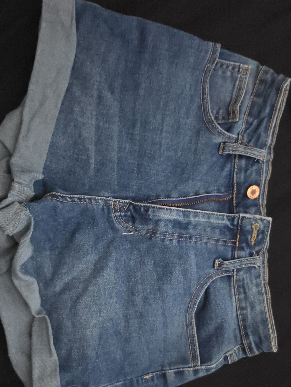 Forever 21 Dark Blue Rolled-Hem Denim Shorts